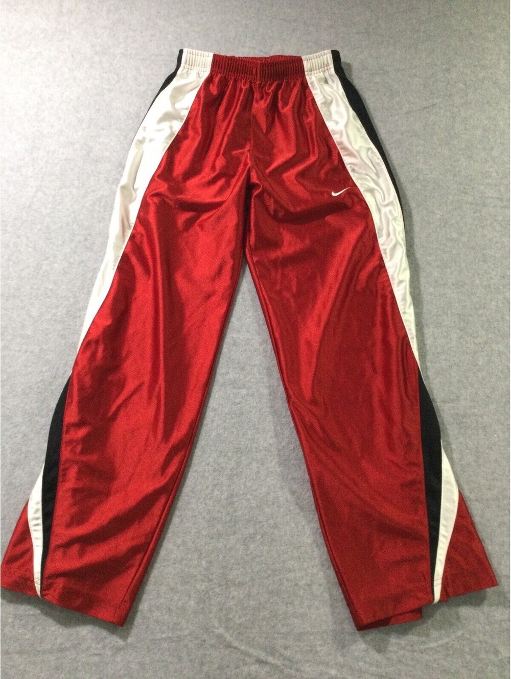 Vintage Nike Track Pants Youth L Red Black White Y2K Loose Dazzle Shiny Baggy
